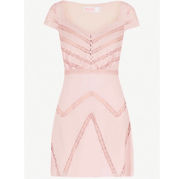 NEW FREE PEOPLE PINK LACE INSET MINI DRESS - Picture 9 of 10